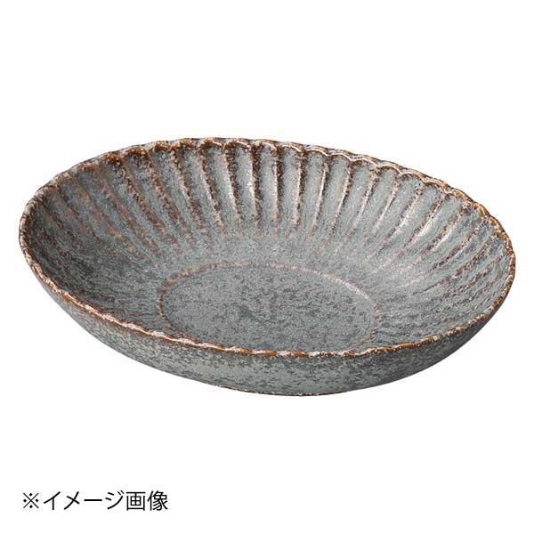 粉引マットグレー線筋楕円豆皿