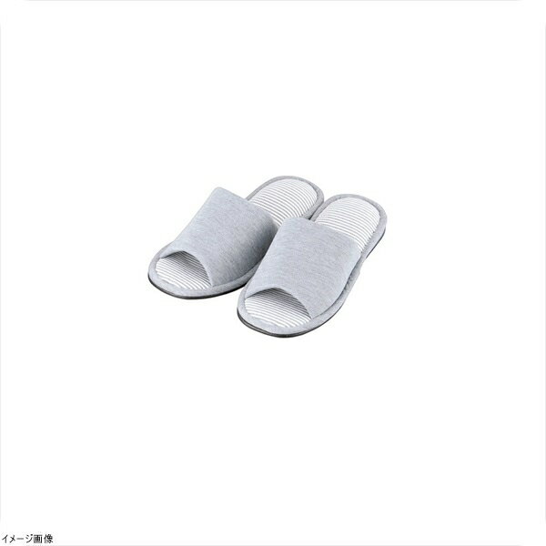 ボーダーニットLLサイズ スリッパ グレー