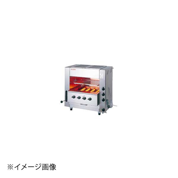 ※メーカー希望小売価格はメーカーカタログに基づいて掲載しています。(カタログ表示価格は消費税が含まれていません)●カタログコード:9-0751-0202、8-0712-0202●1時間ガス消費量(kW)：都市ガス13A/14●ガス接続：都市ガス13A/R1/2（15A）●庫内寸法:560×460×H250●質量:50kg●付属品:串受ロストル2本・焼網(475×360)1枚●上から下からガス赤外線で外はこんがり、中はふっくら焼き上げる焼きの名人「武蔵」に強火力で、放熱板に油やタレを付きにくくし煙の発生を大幅カットした「ニュー武蔵」登場！新型バーナー搭載！●熱効率が従来品に比べ約10%アップし、焼き上がりが速くなる。●ガスの消費量も少なくてすみ、省エネで経済的。●NOxの発生量が少なく、調理場の環境改善。　掃除も簡単●放熱板などが簡単に取り外せて、お手入れも楽々。●間口×奥行×高さ(mm):840×635×770●質量(kg):50※必ずガス種をご確認ください●メーカー品番:SGR-N65