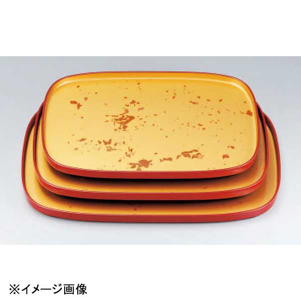 若泉漆器 新小判盆 色紙金箔渕朱 尺3寸 B-10-35