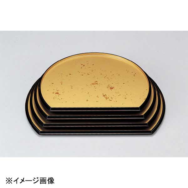 若泉漆器 半月両面盆 色紙金箔/黒布目 尺1寸 B-8-1