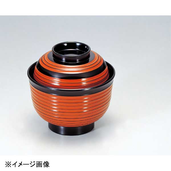 若泉漆器 3.3寸美里荒筋吸椀 朱根来ライン 1-158-6