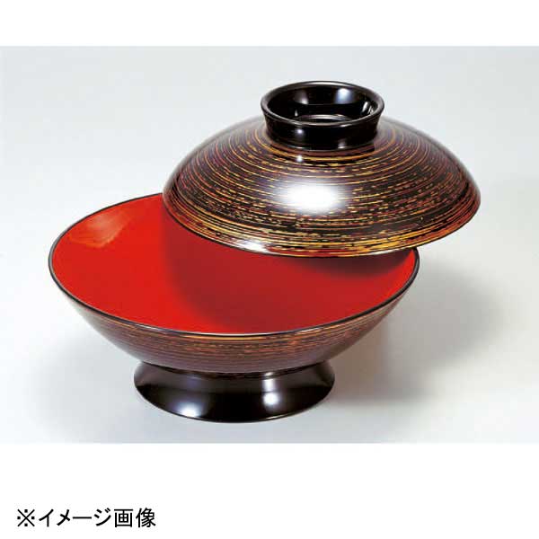 若泉漆器 御殿型煮物椀 茶金かすり内朱S・H塗 1-203-11