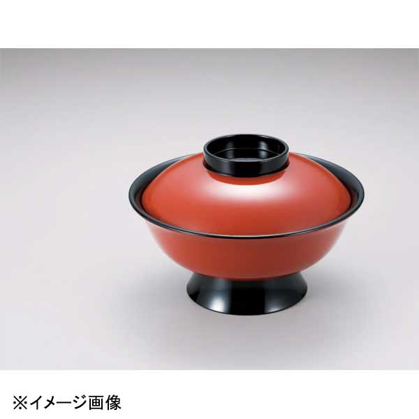 若泉漆器 6寸低型大名椀 朱つば黒 W-16-90