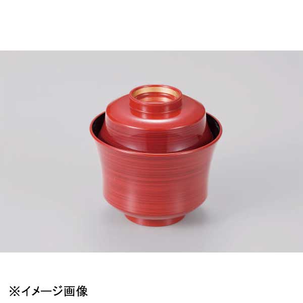 若泉漆器 3.1寸京型吸椀 赤茶刷毛目つば金 W-18-53