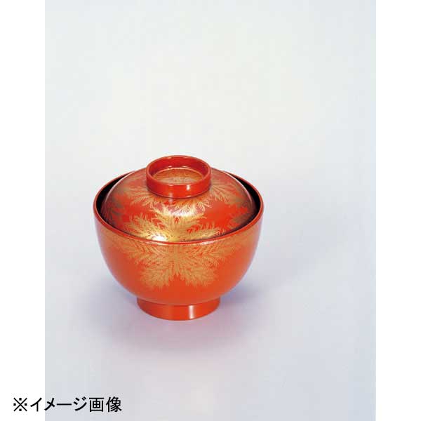 若泉漆器 3.8寸仙才椀 朱にシダS・H塗 W-2-23