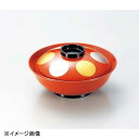 若泉漆器 4.5寸平駒椀 朱内朱日月見返市松 W-6-82