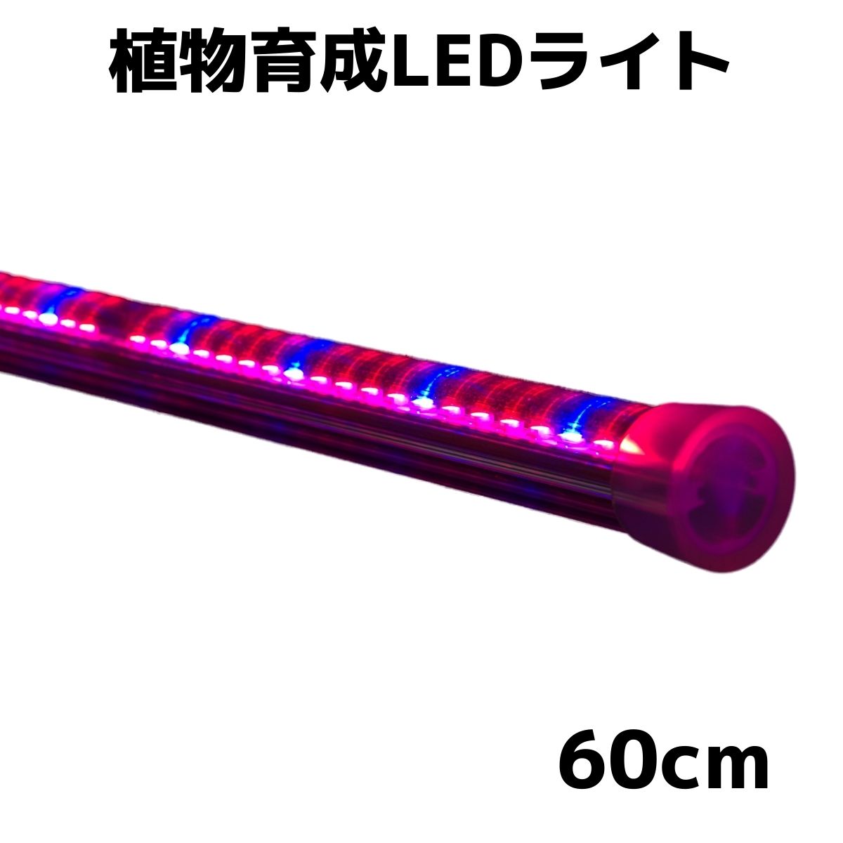 植物育成ライト（おひさまのLED）LED　長さ60cm　赤青ライト　軽量160g　省電力8.7W　防滴仕様　樹脂製　長寿命　低発熱　簡単設置　取付自由　植物栽培LEDライト　観葉植物　多肉植物　家庭菜園　水耕栽培　野菜育成　純国産