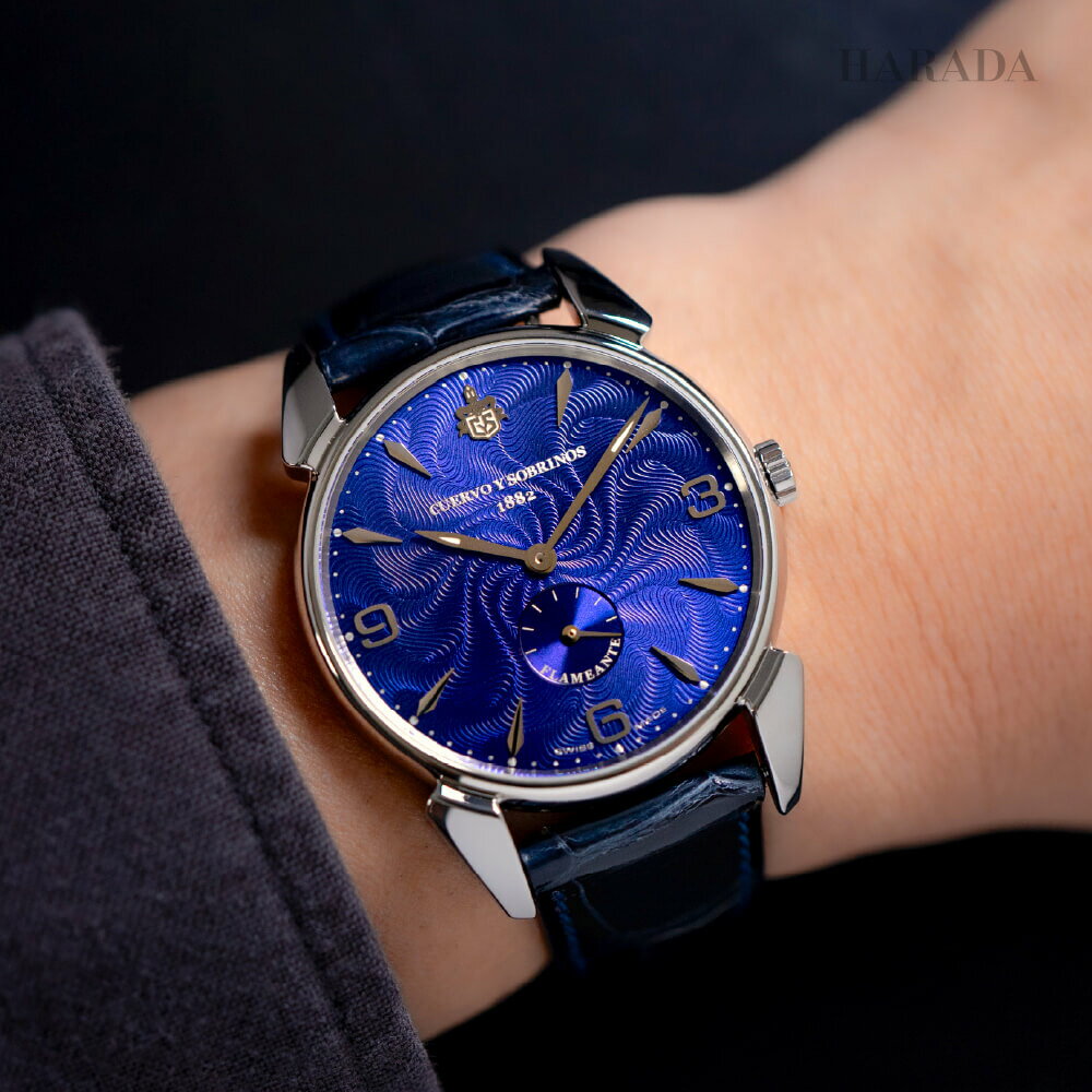 【7/25限定！当選で最大100%ポイント還元】【破損や盗難に対応の安心保険付き】【60回無金利】クエルボ・イ・ソブリノス 3130-1FB 高級ブランド メンズ腕時計 男性 アナログ 機械式 メカニカル 手巻 ブルー 青 スイス製 カジュアル クエルボイソブリノス 正規品 送料無料