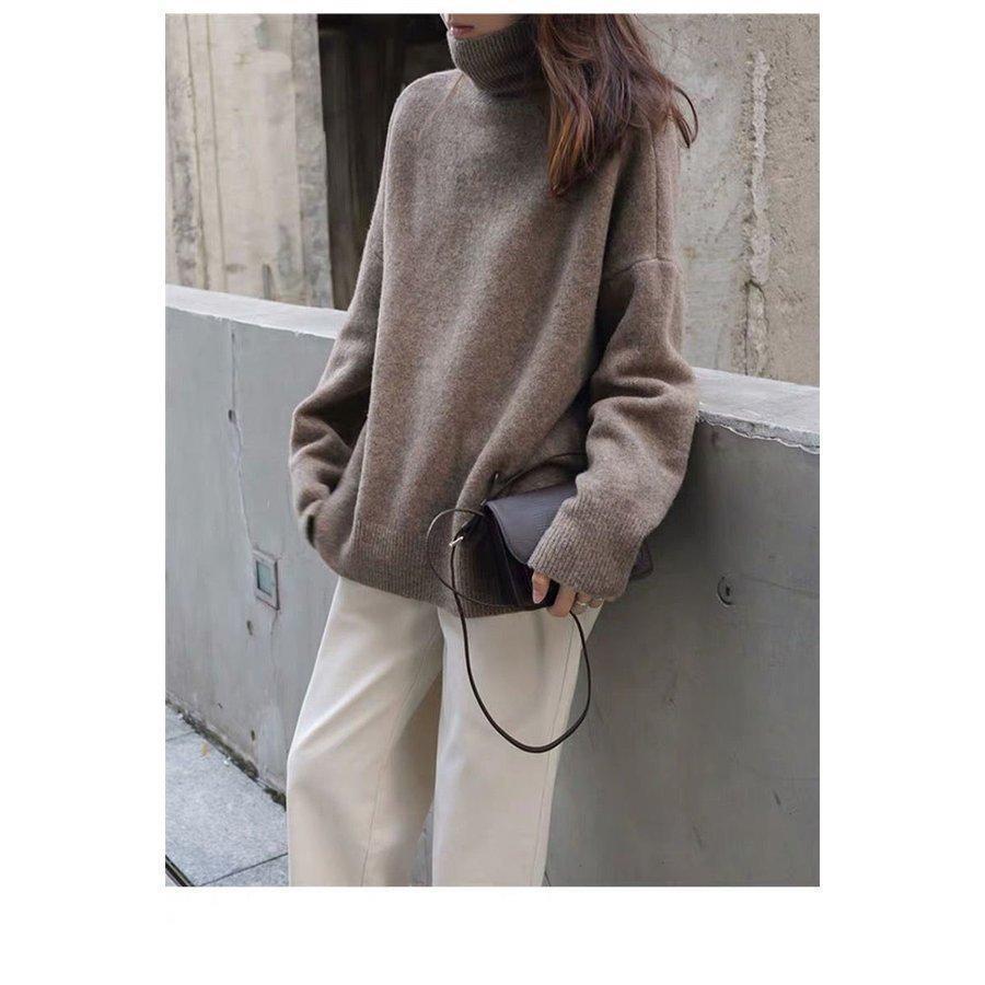 ニットセーター ニット セーター レディース 秋冬 40代 長袖 プルオーバー 無地 ハイネック ロングニット ゆったり プルオーバー 厚手 おしゃれ 冬 防寒