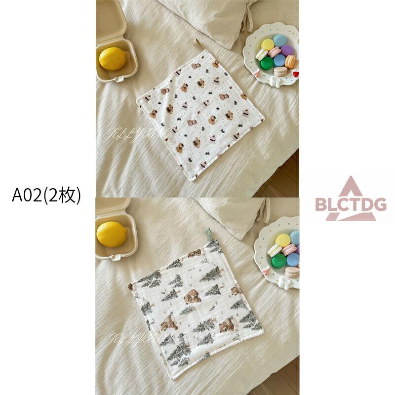 送料無料 2枚組 ガーゼタオル ベビー フェイスタオル 保育園 25×25cm 30 × 30cm 綿100% 入園準備 ハンドタオル ガーゼハンカチ キッズ 新生児 バスタオル バスタオルト [3]