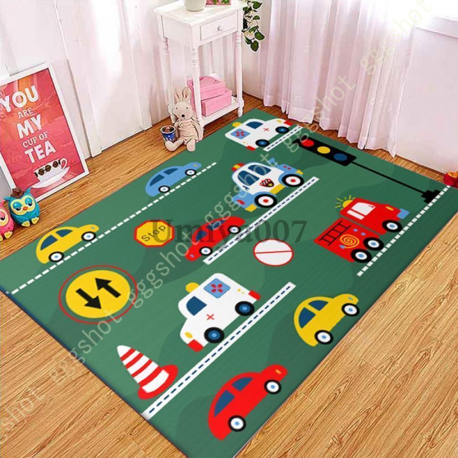 Rakuten - ラグ マット ラグマット 子供部屋マット 遊べる 車柄 可愛い プレイマット ラグ カーペット 防音 防汚 床保護マット 滑り止め 低反発 保育園 幼稚園