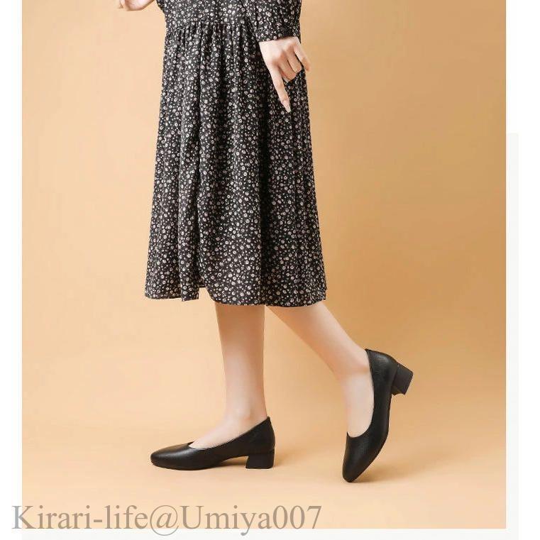 ポインテッドトゥパンプス ローヒールパンプス フラットパンプス 痛くない 柔らか...