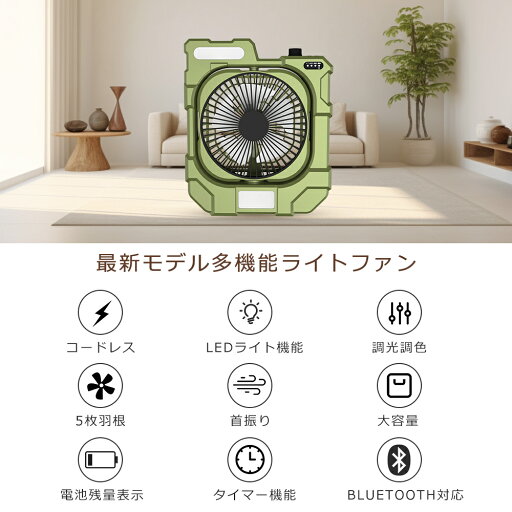 【多機能ファン&12800mAh充電池内蔵】扇風機 卓上扇風機 大風量 キャンプ扇風機 アウトドア扇風機 左右自動首振り 充電式 サーキュレーター ポータブル APP対応 タイマー 風量無段階調節 LEDライト 5枚羽根 薄型 便利 ミニ扇風機 サーキュレーター 小型 寝室 涼風 快適
