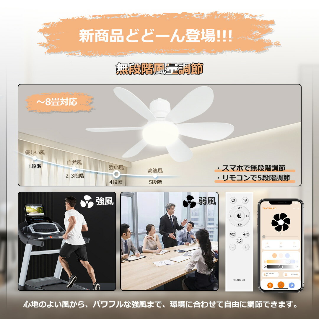 p4倍【新登場・公式通販】シーリングファンライト led ファン付き照明 シーリングファン 扇風機 天井ライト 照明器具 省エネ 調光調色 DCモーター 空気循環 工事不要 静音 軽量 薄型 6~8畳 おしゃれ 暑さ対策 リモコン引掛シーリング 照明器具 天井照明 リビング 扇風機 寝室