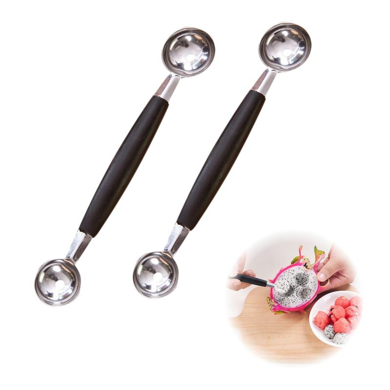 MAEXUS フルーツ用スプーン 彫刻ツール 【2個セット】 メロンボーラースクープ フルーツスクーパ 多機能 ステンレス製 彫刻ツール メロン 西瓜 果物抜き 製菓道具 便利グッズ スイカ アイス