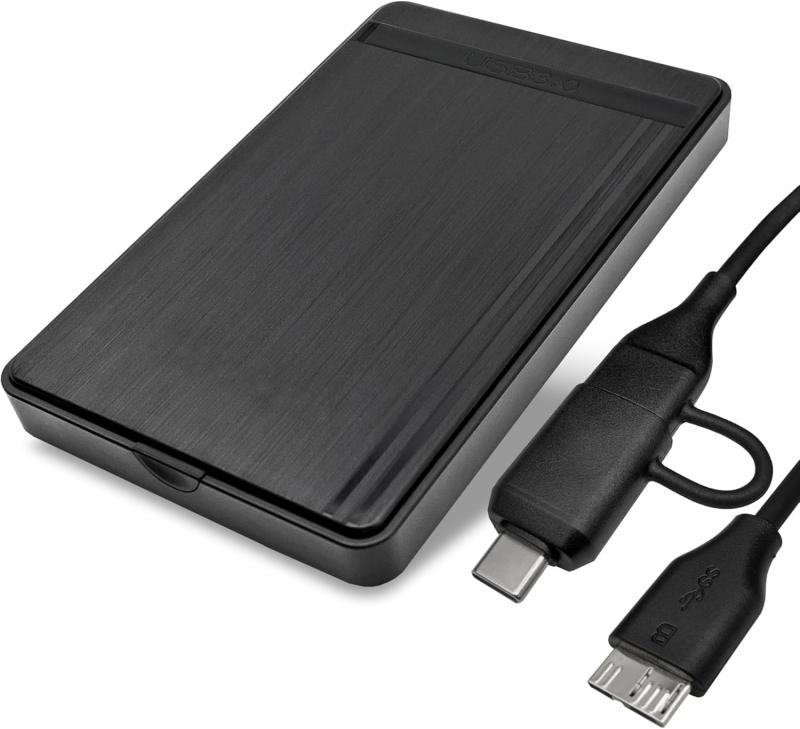 【整備済み品】外付けハードディスク 大容量 ポータブルHDD USB3.0 ケース ブラック 外付けHDD (USB3.0＆Type-C / HDD500GB)