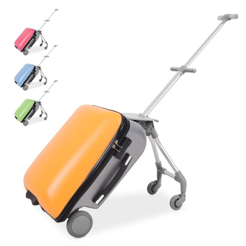 [PulSpeed] 20 インチ子供用ライドオンキャリーオンスーツケース：子供シート＆ベビーカー機能付き、3 ..