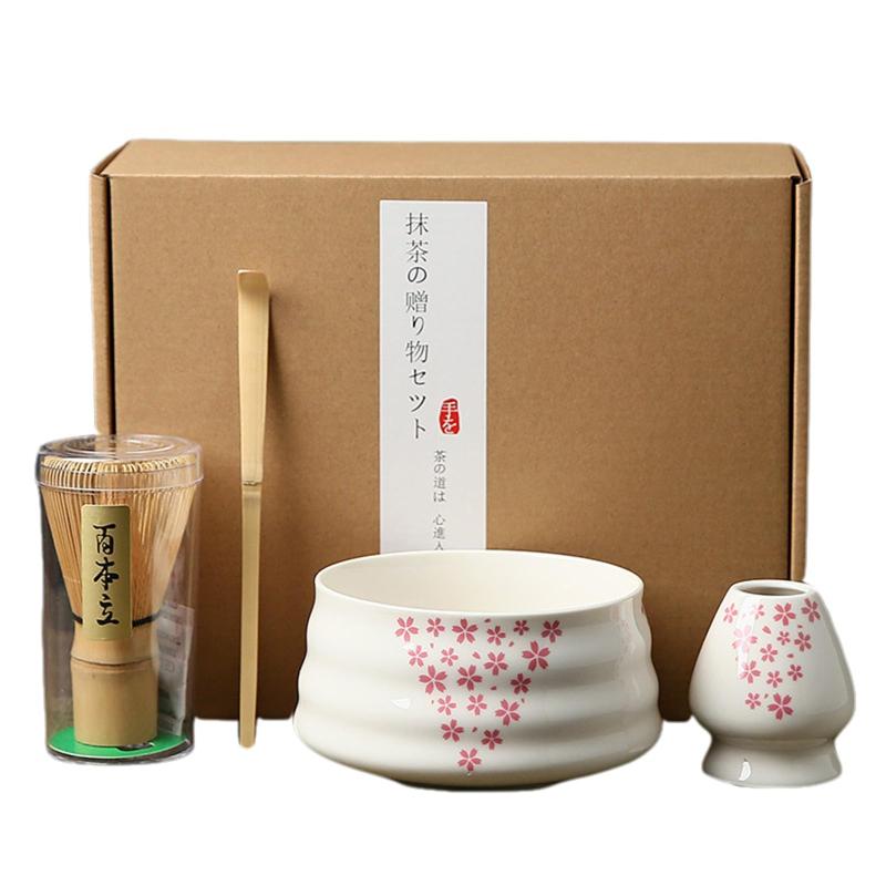 Rakuten - 抹茶 セット 茶道セット 抹茶道具 4点セット 初心者向け 【抹茶碗・茶筅(百本立)・茶杓・茶筅立て(曲げ直し/茶筅休め)】 お点前セット 桜絵付 matcha set 茶道具 セット 茶筅 セット