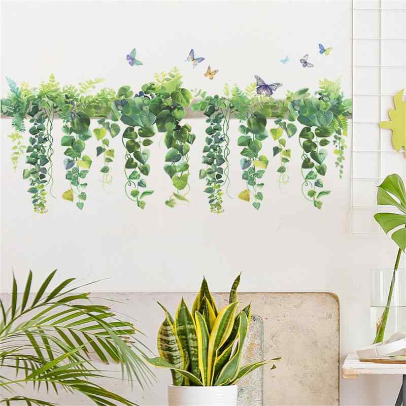 Rakuten - ウォールステッカー 植物 おしゃれ 緑の葉 つる ウォールシール 緑 北欧 田園風景 葉 ウォールステッカー はがせる 低く垂れ下がった葉 リビングルーム 寝室 玄関 寮 家 壁飾り ウォールす