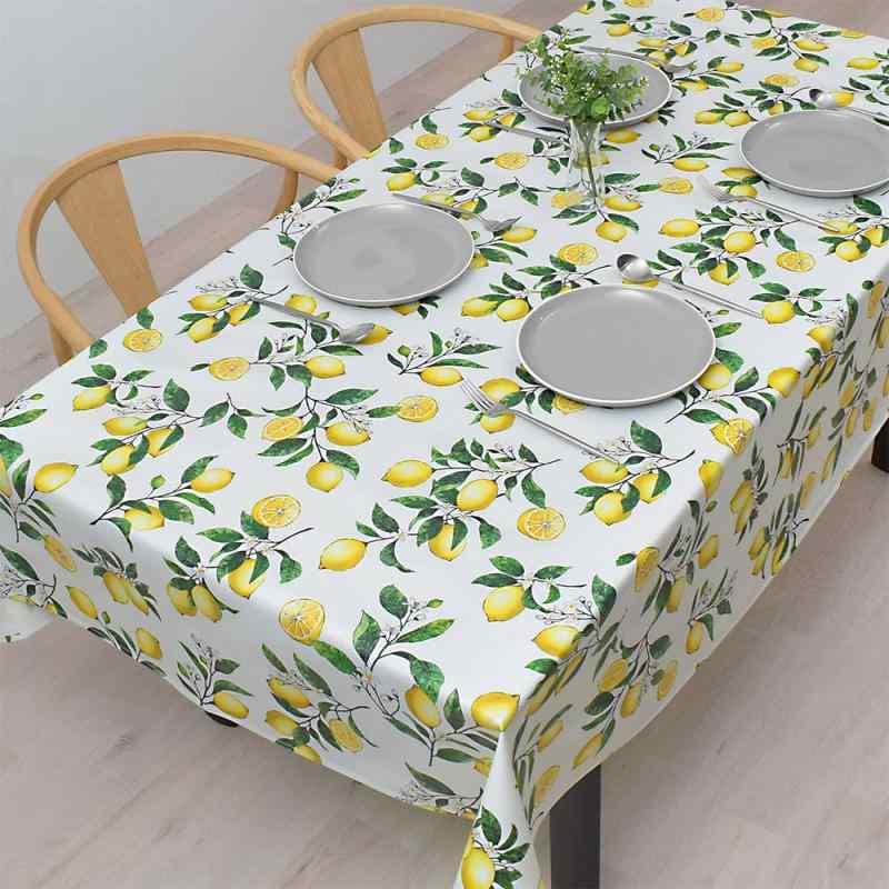 乐天商城 - スタイルデコール(STYLE Decor) テーブルクロス ラミネート ビニール 防水 北欧 おしゃれ 140cm×180cm シトラスレモン W4801810