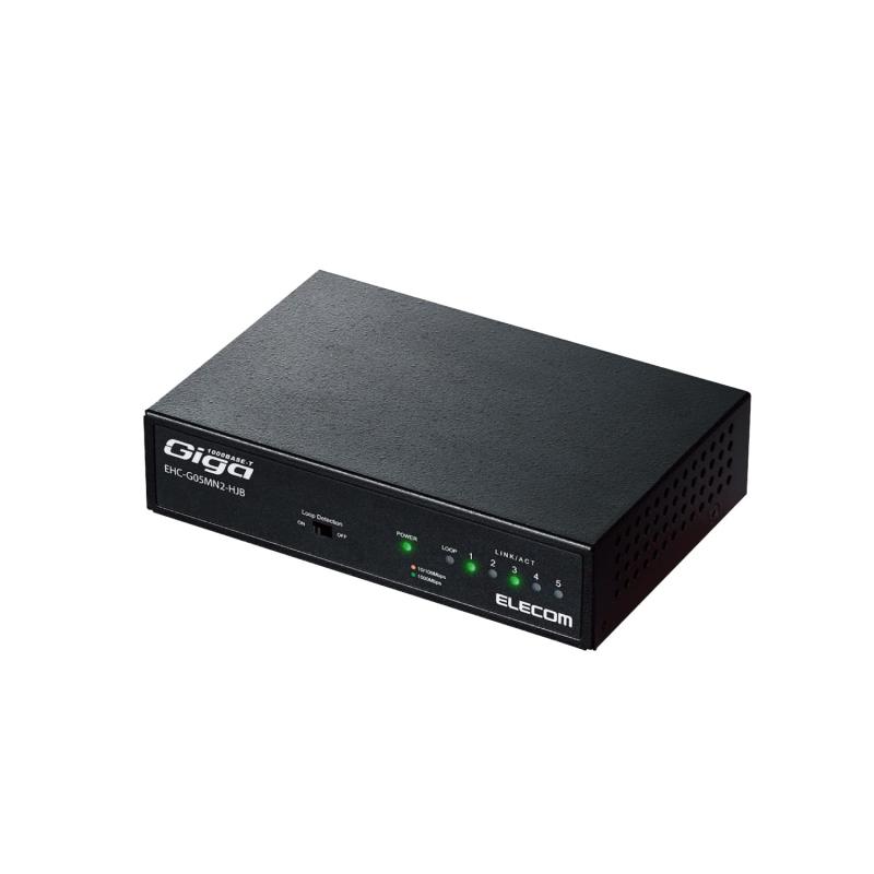 Rakuten - エレコム スイッチングハブ ギガビット 5ポート 金属筐体 マグネット付 電源内蔵 EHC-G05MN2-HJ LANケーブル
