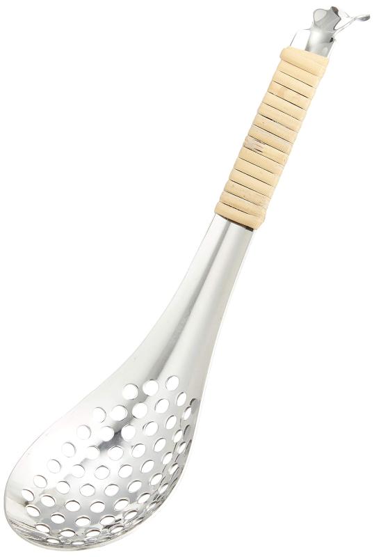 Rakuten - 遠藤商事 TKG レンゲスプーン 寸法 (長さx幅x高さ)16.5 x 4 x 12.5 cm 穴明 籐ヅル巻で取っ手が熱くなりにくい 錆に強いステンレス製で衛生的 ラーメンの具掬いに重宝 日本製 業務用 QLV02002