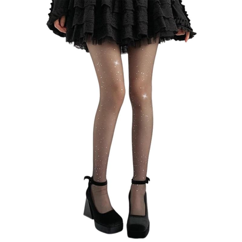 [Lamerry] ラメタイツ 柄タイツ ラメストッキング ラメ入り スパンコール キラキラ ラインストーン サブカル系 地雷系 ストッキング パンスト レディース 黒
