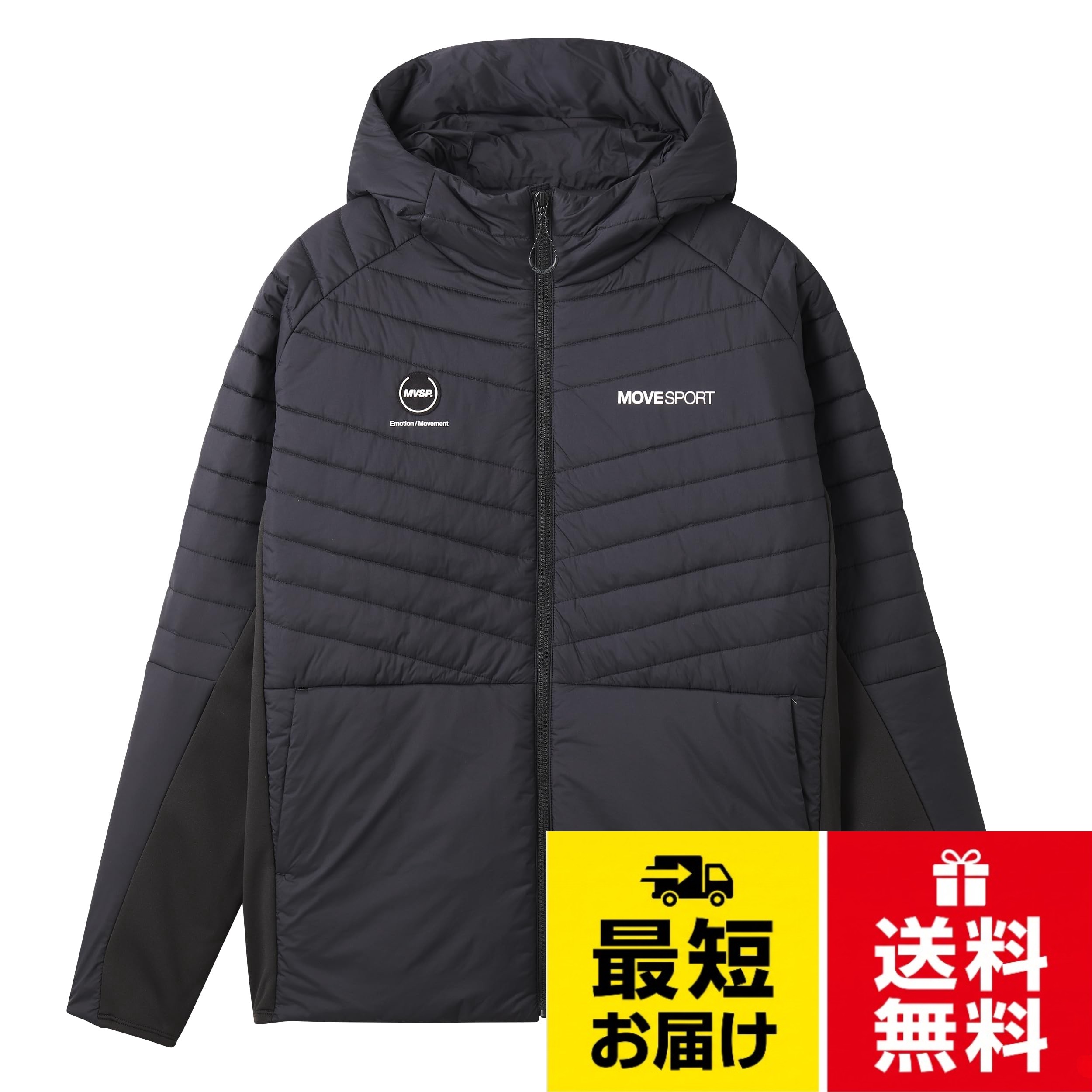 サイズ展開【S / M / L / O / XO / XA】。シャカシャカと音がしにくいノイズレス[デサント] ウィンドブレーカー MOVESPORT AERO CAPSULE ハイブリッド フルジップフーディー 軽量 保温 はっ水 ストレッチ トレーニング / デザインA