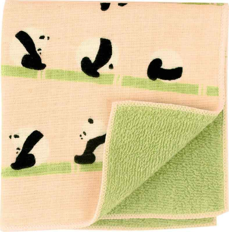 Rakuten - 濱文様 和たおるセミウォッシュ（タオルハンカチ） でんぐりパンダ グリーン