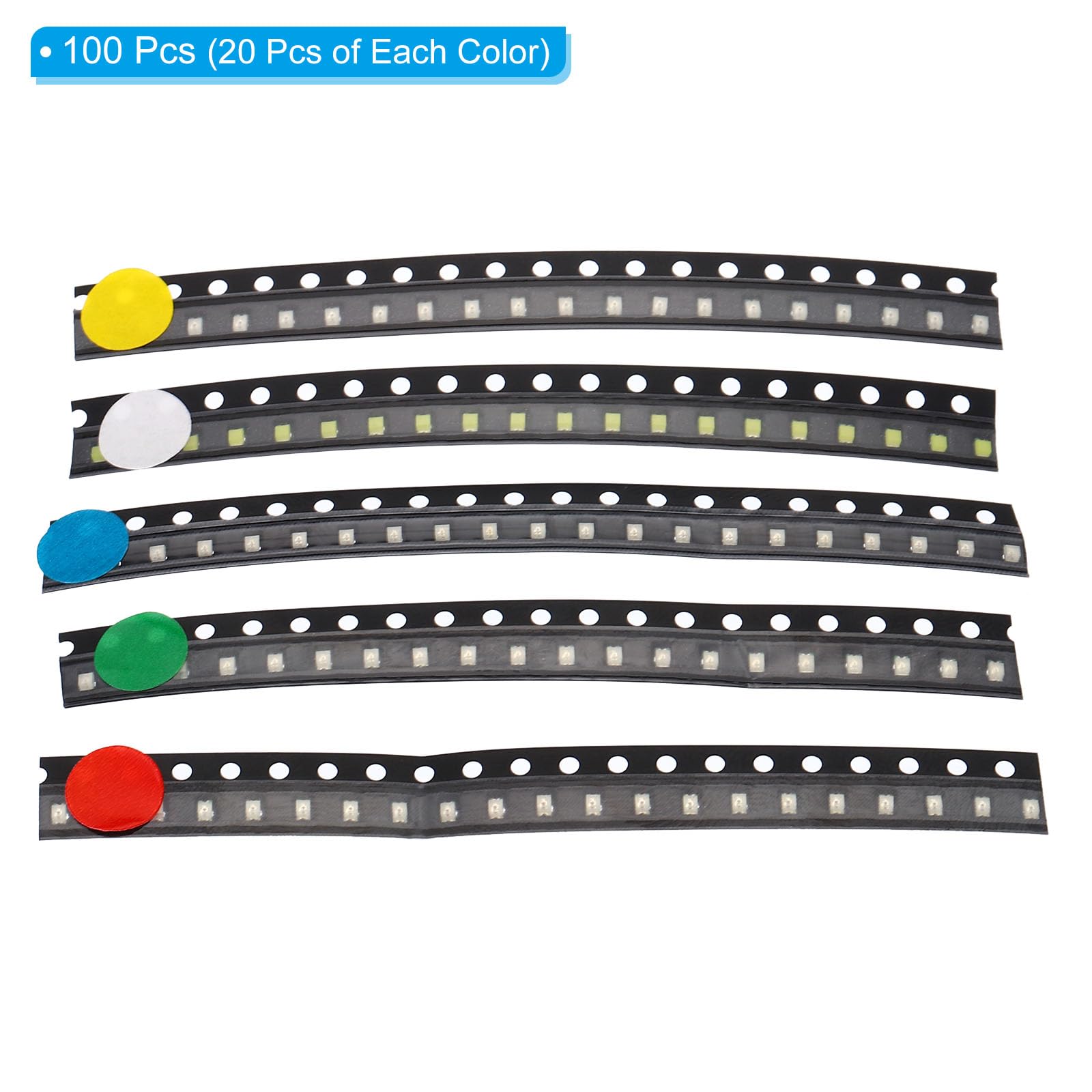 HRテクノロジーズ楽天市場店の【送料無料】PATIKIL 0805 発光ダイオードチップ 100個 1.8-3V 表面実装 LEDダイオードライト DIY 科学体験 部品交換用 5カラー｜アングル3