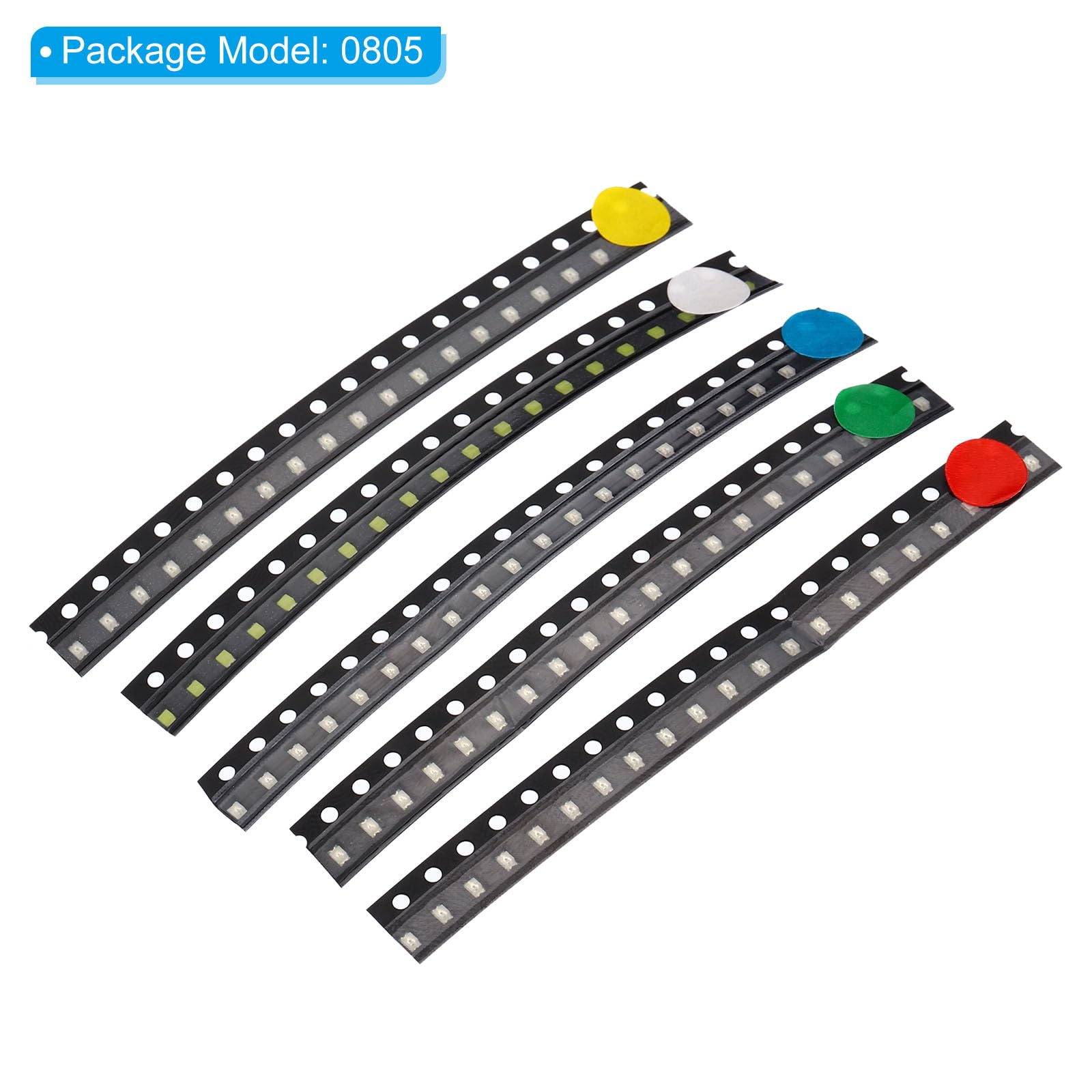 HRテクノロジーズ楽天市場店の【送料無料】PATIKIL 0805 発光ダイオードチップ 100個 1.8-3V 表面実装 LEDダイオードライト DIY 科学体験 部品交換用 5カラー｜アングル2