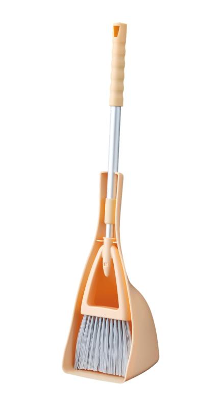 日本クリンテック(Nihon Clean tech) コンパクト伸縮 ほうき チリトリ セット 幅10cm 全長47cm 長さ調節可能 屋内外 玄関 ベランダ オレンジ