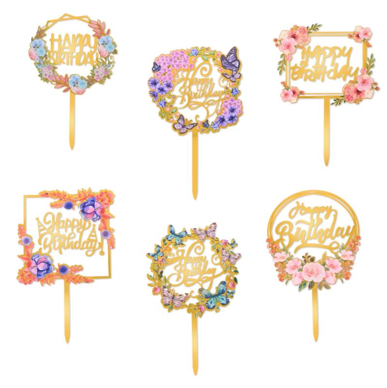 Paready ケーキトッパー 誕生日 ケーキ飾り 12点セット ケーキ挿入カード Happy Bi...