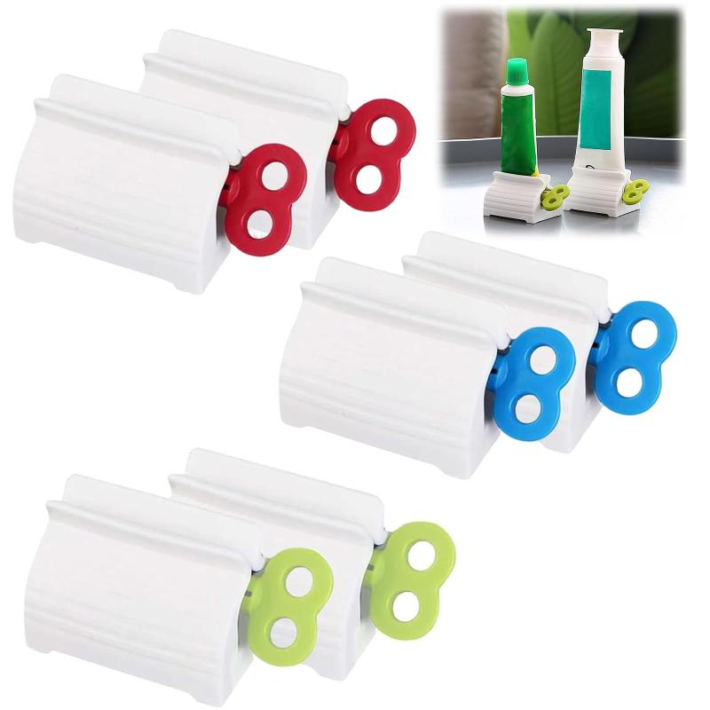 チューブ絞り器 チューブ絞り 6個の歯磨き粉 絞り チューブスクイーザー 5.3*4*3.5cm 軟膏押出器 ABS製 歯磨き粉スタンド 絵の具 接着剤 洗面道具 便利 (緑*2、青*2、赤*2), 1, 240620JCM09