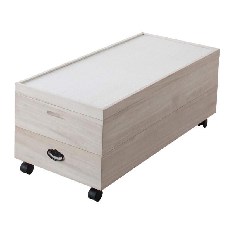 クロシオ 桐衣装箱 木地仕上げ 幅91×奥行41.5×高さ36.5cm 桐箱 キャスター付き 着物 桐衣装ケース AKU1008568