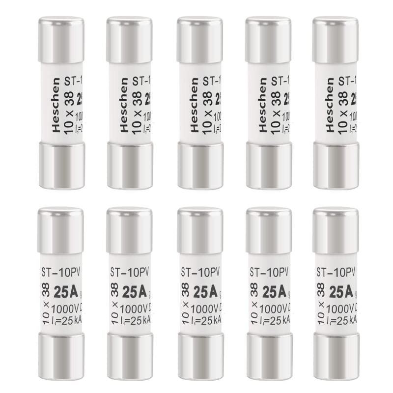 Heschen 太陽 DC1000V PV のヒューズ、光起電ヒューズ、gPV のタイプ ヒューズ リンク、ST-10PV、10 * 38mm の 25A 1000VDC の太陽 PV システム保護のため、10PCS