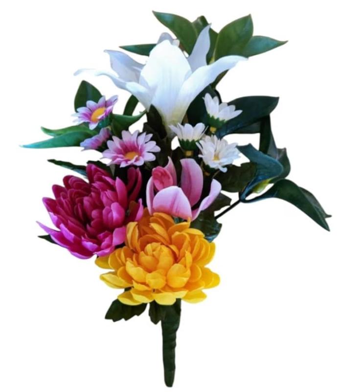 Flowers For Buddha - 《上質仏花》シキビ入り 枯れない 仏花 造花『ひかり』明るく清らかな五色の仏花 仏壇用 ・手元供養 高さ約25cm