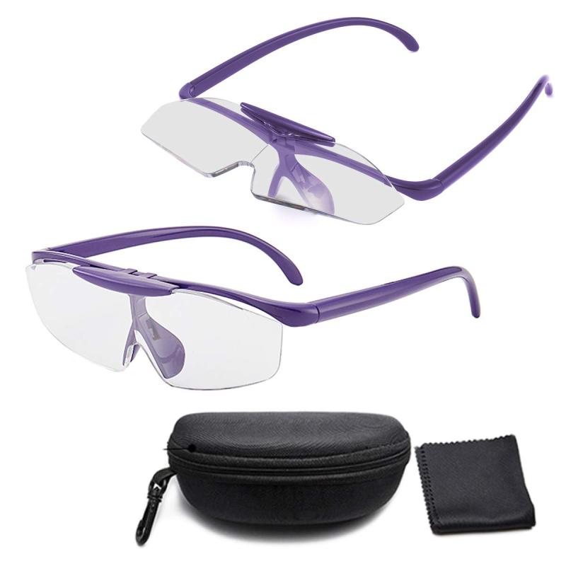 拡大鏡 メガネ 跳ね上げルーペ 1.6倍 ブルーライトカット ルーペメガネ はずきルーペ メガネケース付き ラージ メガネ型ルーペ メガネルーペ かくだいきょう メガネ ルーペ眼鏡型 メガネの