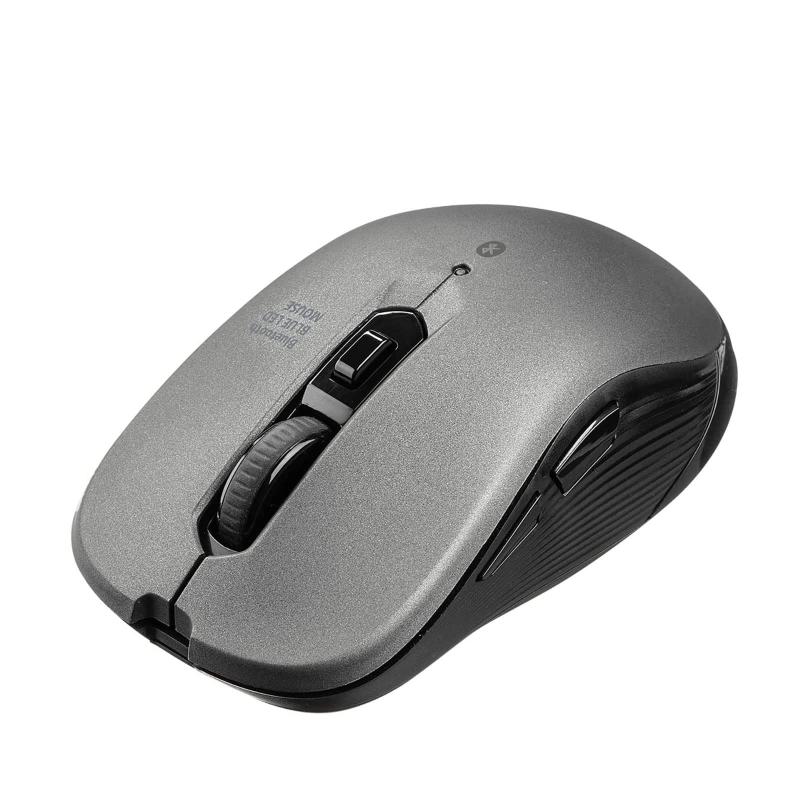 イーサプライ マウス Bluetooth5.0 ワイヤレス 5ボタン ブルーLED 3DPIモード 電池 iPad/Android/Mac/Windows 左右対称 ガンメタ EEX-MABT158GM