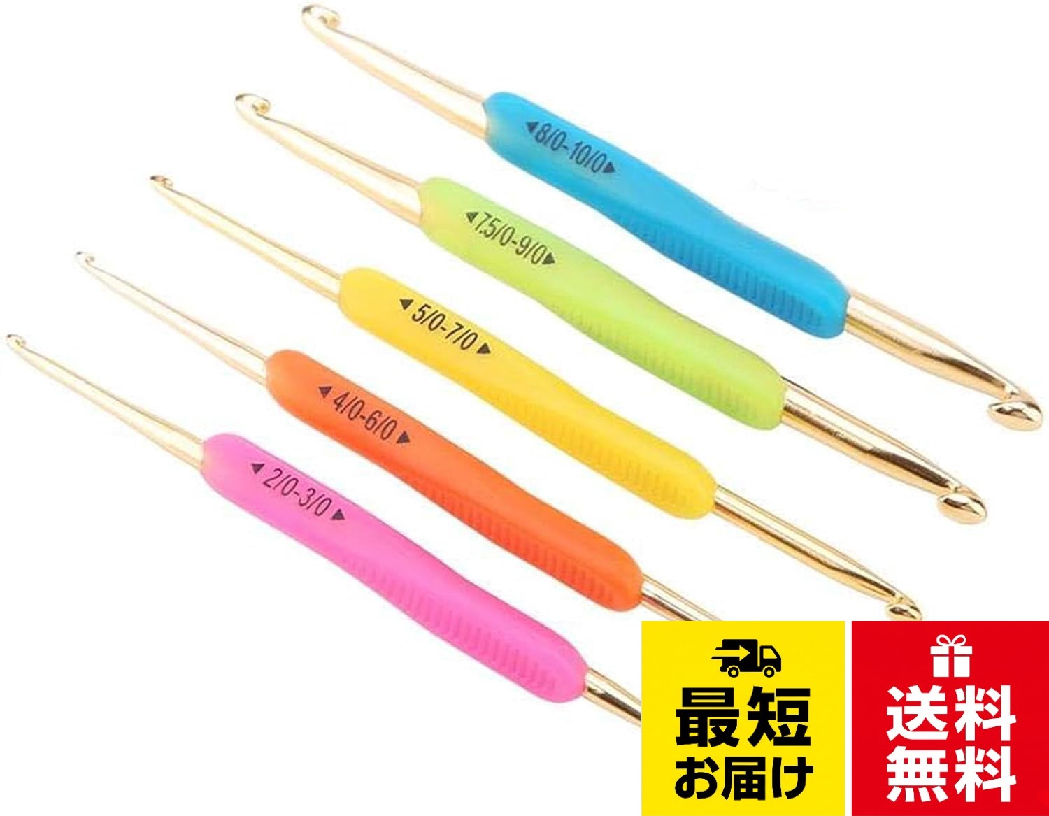 かぎ針：衣類、人形、家の装飾などをかぎ針で編むのに使用します。。初心者向け：セットのデザインは使いやすく、初心者の方にも最適です。。デザインのポイント：ハンドルは柔らかく滑りにくいゴム製で、手の形にフィットするように設計されているため、長時間のかぎ針編みによる手の疲労や圧迫を効果的に軽減し、腱鞘炎を予防します。。ダブルフック​​：かぎ針は両端にフックが付いていますが、サイズは異なります。例えば、3.0mmと3.5mmのフックがあります。5個セットで10種類の一般的なサイズが揃い、持ち運びやすく、コストパフォーマンスに優れています。。5個セット：一般的に使用される約2.0mmから6.0mmのかぎ針サイズをカバーしており、ほとんどのかぎ針編みプロジェクトに十分です。かぎ針セット 編み針 人間工学に基づいた 毛糸 かぎ針編組毛編みツールかぎ針編みフック 初心者 DIY用 手芸 便利DIY 実用的【5個セット】 / B0G3P5L3D7