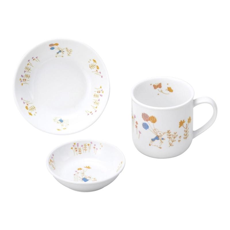 OGISO(おぎそ) ピーターラビット 強化磁器食器3点おやつセット (食洗機・レンジ対応)