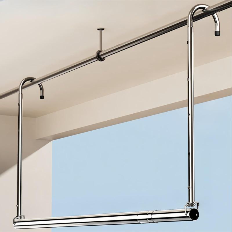 ステンレス 物干し竿 布団干し 室内 屋外 伸縮式 ものほし竿 軽い 大容量 収納が便利 折りたたみ式 洗濯物干し 室内物干し 壁掛け式 省スペース 防風 防水 防錆 ベランダ 多機能 物干し