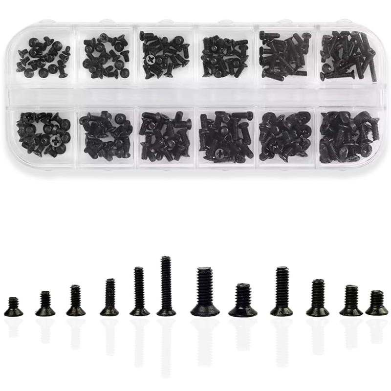 ノートパソコン用セット プラス平頭 炭素鋼 PC ネジセット ハードディスク 用 ステンレス メガネ修理 腕時計修理 補修 の交換 十字穴付き 12種類の 種類につき20本 約240本 収納ボックス付き