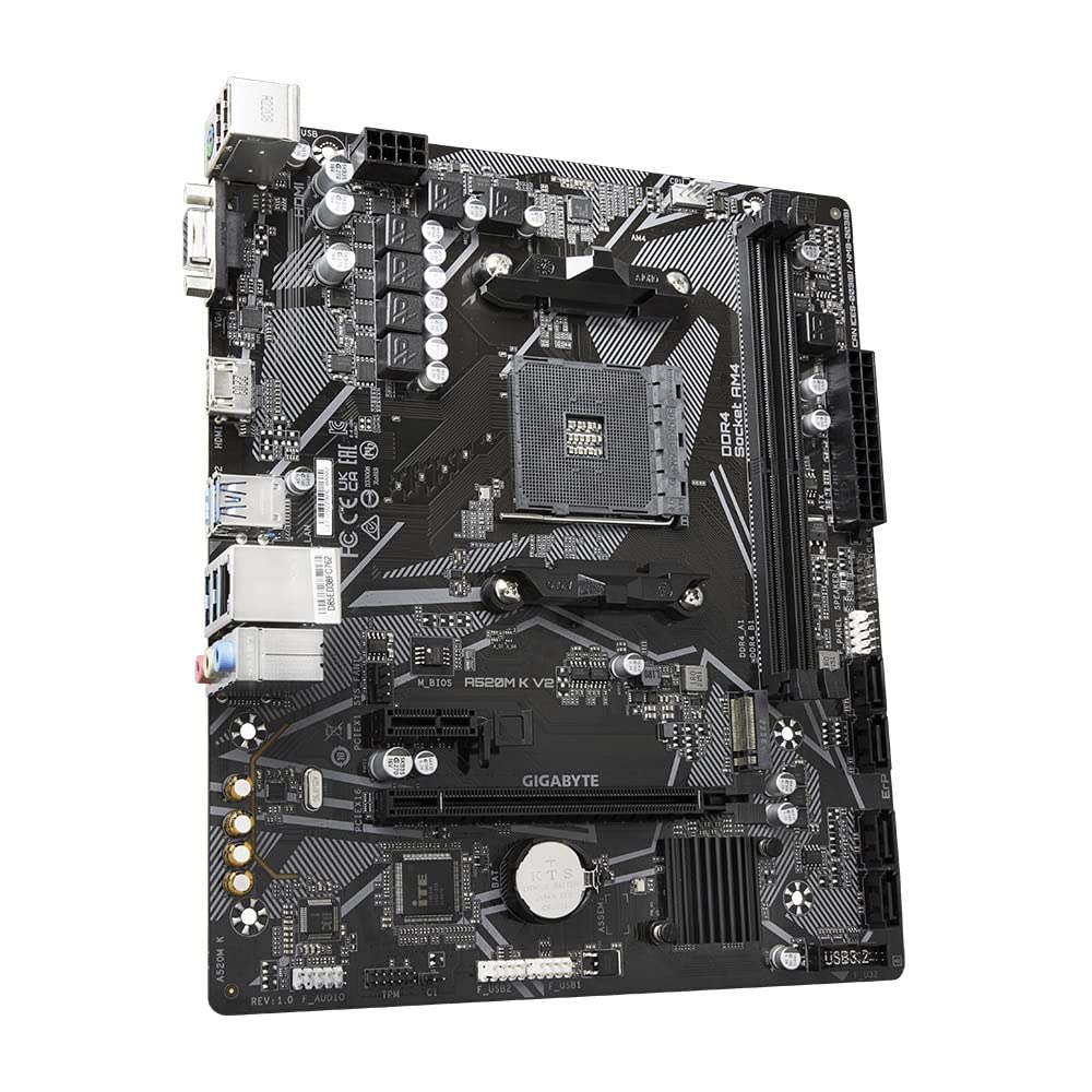 HRテクノロジーズ楽天市場店の【送料無料】GIGABYTE A520M K V2 マザーボード MicroATX [AMD A520チップセット搭載] MB6136｜アングル3
