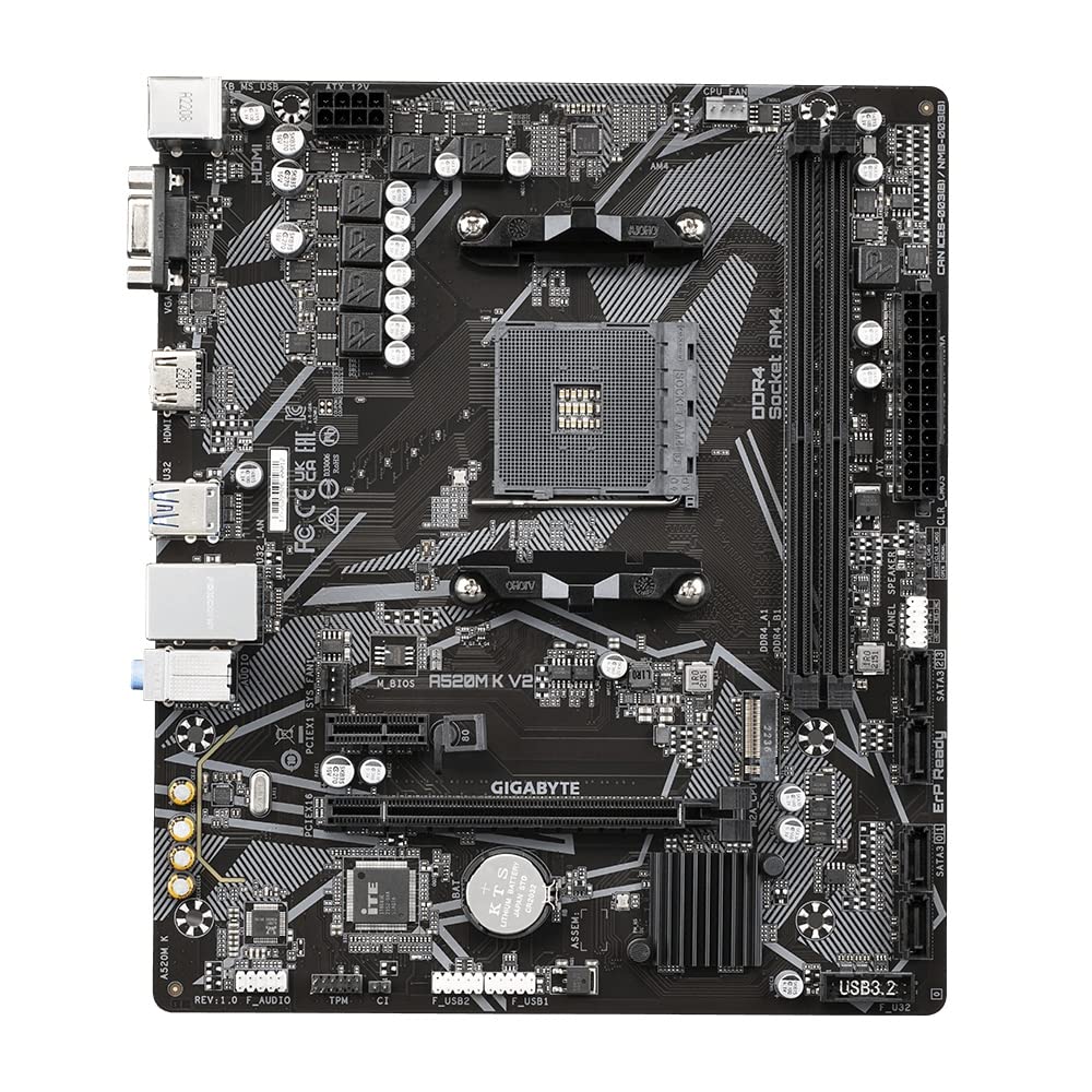 HRテクノロジーズ楽天市場店の【送料無料】GIGABYTE A520M K V2 マザーボード MicroATX [AMD A520チップセット搭載] MB6136｜アングル2