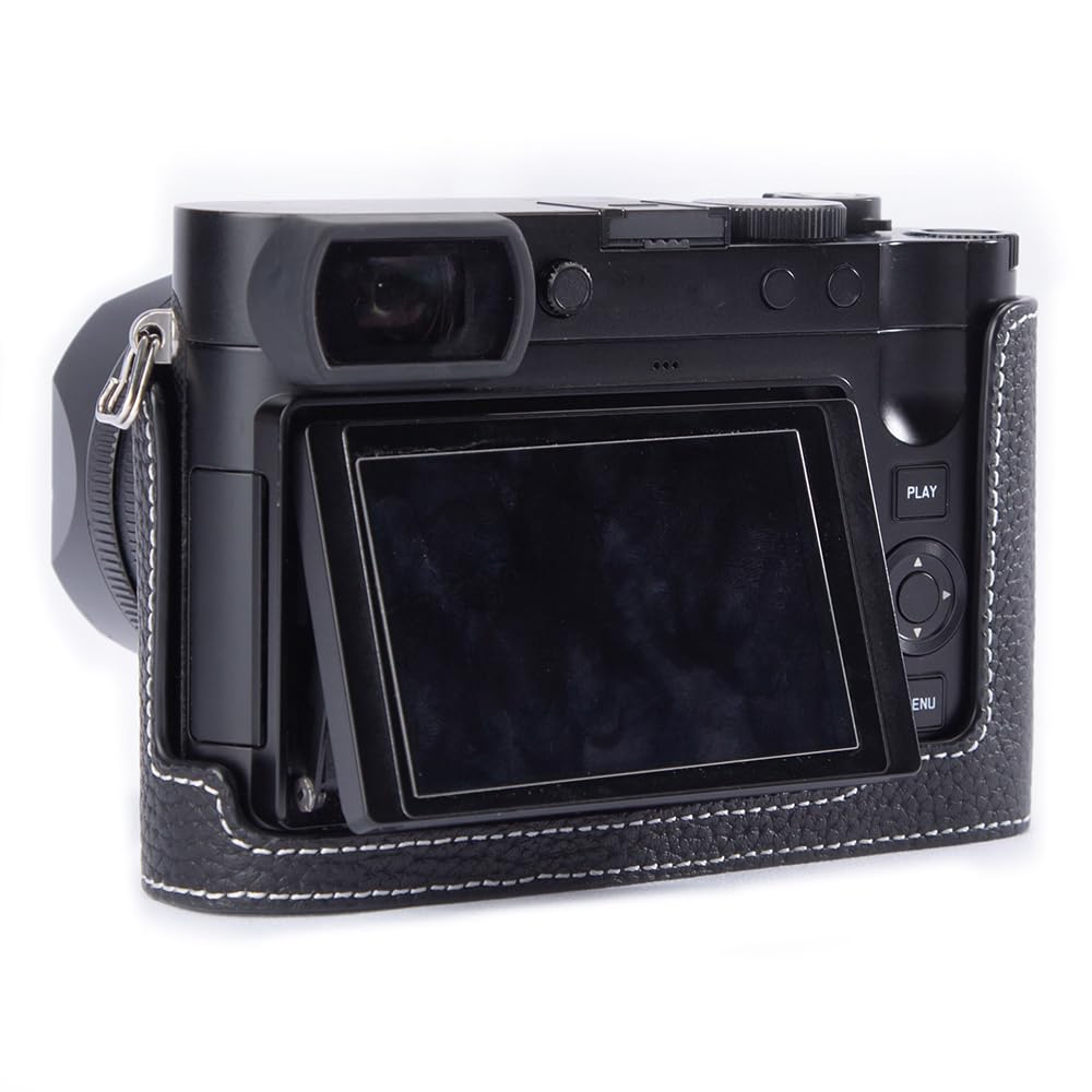 HRテクノロジーズ楽天市場店の【送料無料】Leica Q3専用 手作り本革 レトロスタイルの半包みカメラレザーケース 保護カバー適用Leica q3 コンパクト設計 三脚取り付け可能 キズ・摩耗防止｜アングル2
