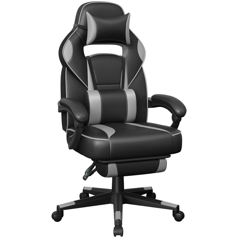 SONGMICS レーシングゲーム 調節可能 人間工学的 オフィスチェア 耐荷重330ポンド