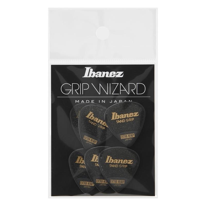 Ibanez 滑り止め素材を使用したピック Grip Wizard Series Sand Grip Pick 【EXTRA HEAVY】 6枚パック ブラック PPA16XSGBK ョート・テ..