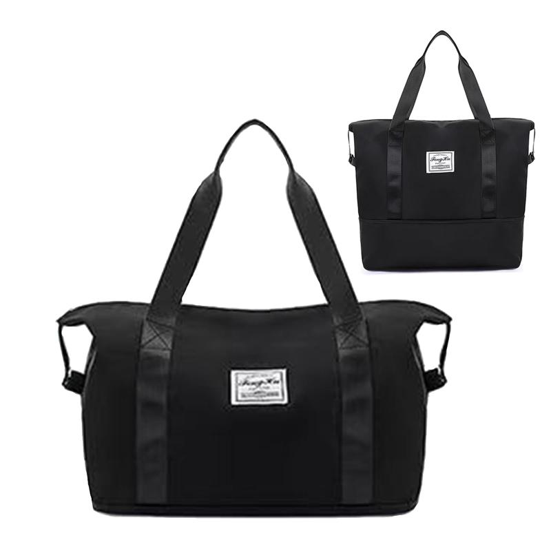 折りたたみ バッグ 旅行バッグ 大容量 拡張可能 耐久性 使いやすく持ち運びも簡単 フィットネス/ヨガ/水泳/旅行などに適しています (ブラック)